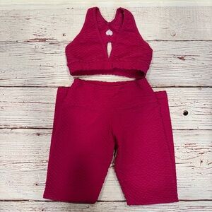 Booty by Brabants Croco Skin Set Deep V Top and Leggings in Raspberry O/S